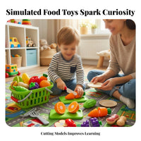 19 Pieces Reassembly Toy Fruit and Vegetable Set Green Handled Cutting Play Food Set Colorful Cutting Play Food Molded
