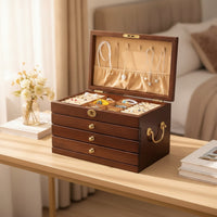 Wooden Jewelry Box Sturdy Jewelry Organizer with Drawers Desktop Organizer with Drawers for Women, Vanity