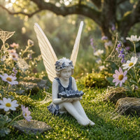 Angel Girl Figurine Flower Bowl Garden Angel Statue Yard Decoration Ornamental Home Decor Hand-Cast for Courtyard