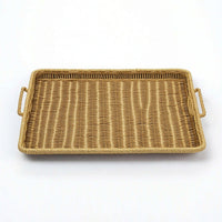 Wicker Serving Basket with Handles Rectangular Wicker Tray with Handles Versatile Rectangle Serving Tray for Hosts, Bakery, Kitchen