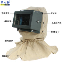Rongzhituo Sandblasting Hood with Convex Lens Dust-Proof Industrial Canvas Protective Mask