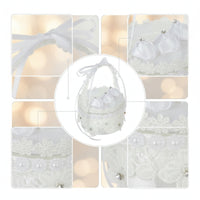 Lace-Trimmed Wedding Band Basket Small Band Basket with Handle Romantic Lovely for Engagement Proposal