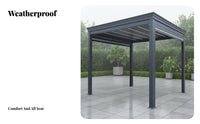 Sun Protection Flat-Roof Gazebo Rustproof Frame Hardtop Gazebo Weather Resistant Garden Pavilion Rust-Proof for Homeowners, Business Owners, Property Managers, Courtyard, Backyard, Poolside, Lawn
