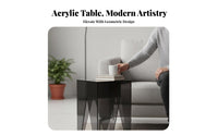 Lightweight and Movable Transparent Accent Table Minimalist Design Transparent Geometric Pedestal Space-Saving Nightstand Easy to Clean for Interior Designers, Young Adults, Living Room, Bedroom, Small Areas, Entryway