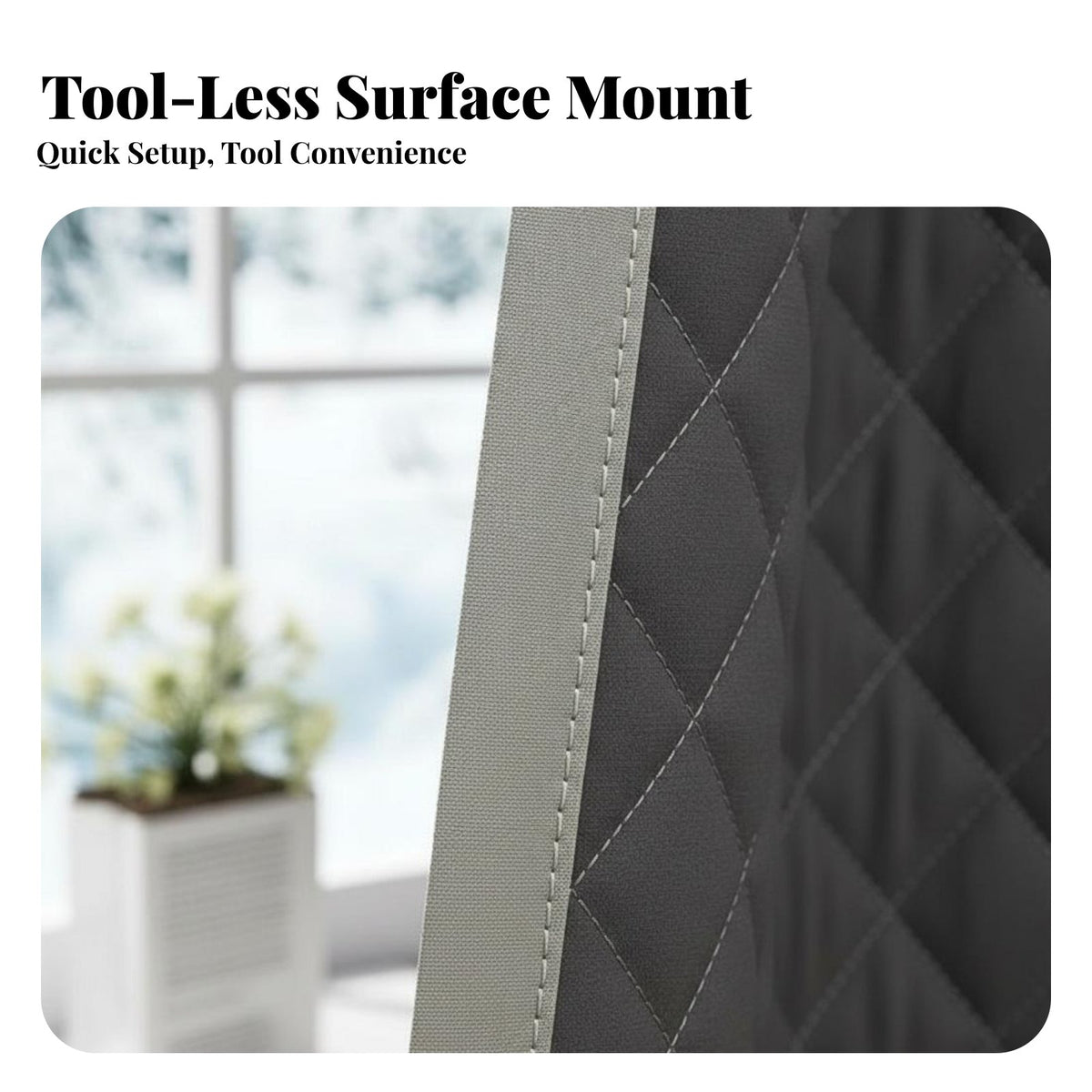 DrillDrillless Installation Quilted Sound-Blocking Curtain Noise Reduction Window Treatment Thermal Insulated Blackout Shade Multi-Layer Design for Light Sleepers, Overnight Workers Workers, City Dwellers