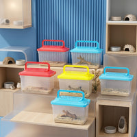 Small Animal Carrier, Portable Hamster Carrier for Guinea Pig Rat, Compact Pet Carrier, Turtle Carrier Box for Travel and Observation Use