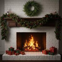 Easy to Hang Christmas Evergreen Wreath Realistic Look Artificial Greenery Garland Festive Design Evergreen Garland Long-Lasting Material for Entryway, Mantel, Wall