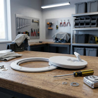 Deck Plate Cover with Pull Handle Pre-Drilled Marine  Deck Plate with Hinge Low-Profile Circular Access Cover for Boats, Yachts