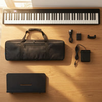 Full-Size Portable Keyboard Piano Rechargeable Piano with Carrying Bag Compact Keyboard with Music Stand for Beginners, Students, Travelers, Travel, Home Practice