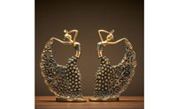 Peacock Dancer Figurine Elegant Carving Indian Dancer Statuette Dancing Lady Statue Hand-Painted Dancing Female Statue