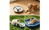 Anti-Gulping Cat Platter Tip-Resistant Stainless Animal Bowl Dish Hygienic Multi-Animal Food Bowl for Fast Eaters