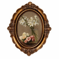 Gold Oval Picture Frame Antique Ornate Picture Frame Embossed Carved Look for Home Decorators, Art Collectors, Living Room, Bedroom, Entryway
