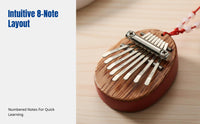 Thumb Piano, 8-Key Mini Heart Shape, Portable Finger Keyboard, Crystal & Wood Design, Musical Instrument for Beginners