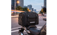 Structured Motorcycle Rear Seat Bag with Shoulder Strap Universal Motorcycle Rear Seat Bag Sturdy Luggage Heavy-Duty for Commuters, Tourists