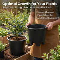15 Large Plant Pots, 32cm Round Heavy Duty Outdoor Planter, Breathable Garden Pots with Drainage Holes for Flowers & Shrubs
