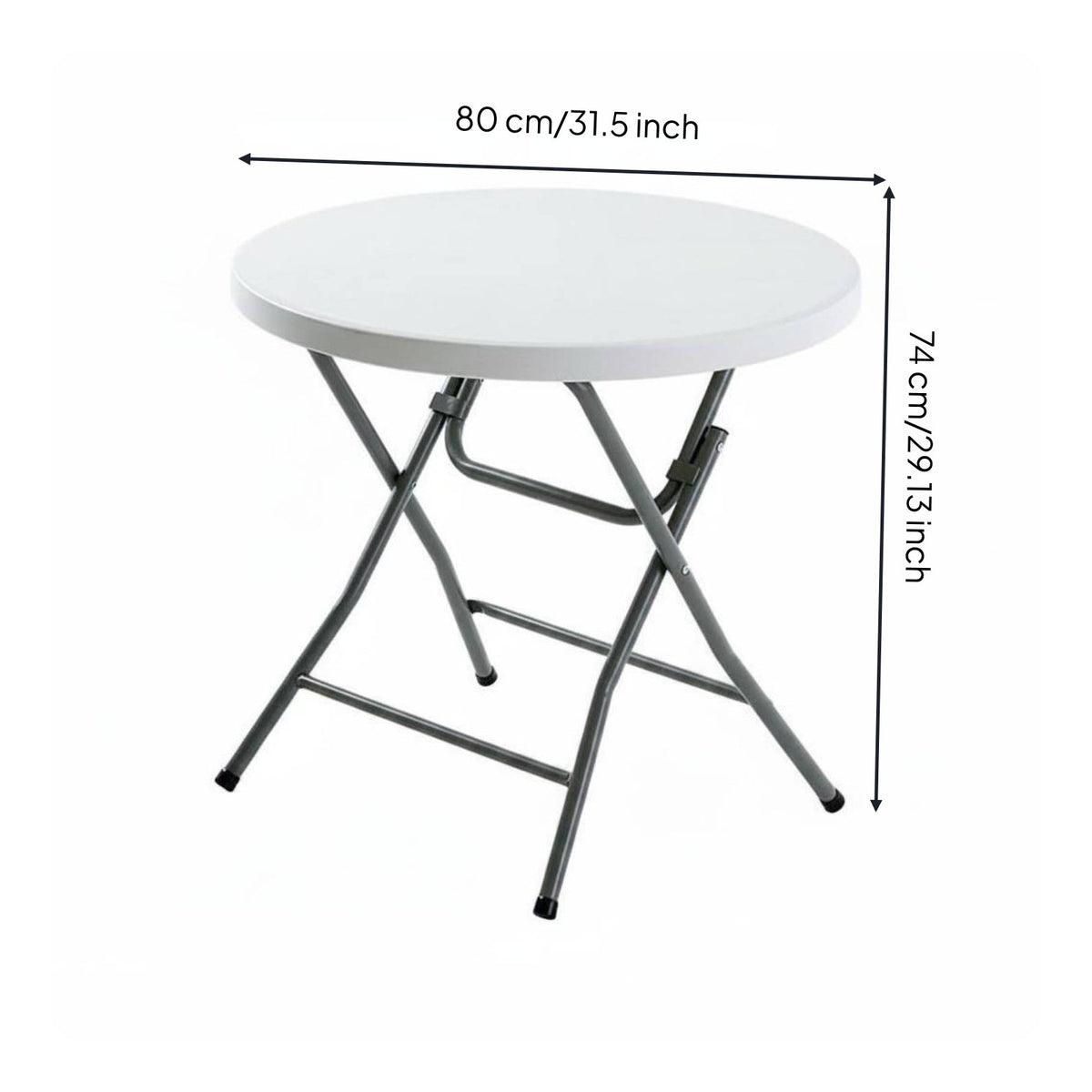 Space-Saving Portable Foldable Round Table Locking Legs Round Folding Table Stain Resistant Furniture Heavy Duty for Balcony