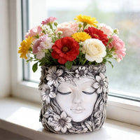 Artistic Design Divine Head Planter Pot Vintage Finish Face Flower Pot Artisanal Look Head Planter for Gardeners, Desktop, Garden, Patio, Windowsill