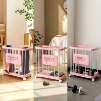 Mobile Wire Storage Baskets with Wheels Deep Rolling Wire Basket Cart Portable Rolling Storage Basket Space-Saving for Home Gym, Living Room, Bedroom