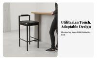Built-in Footrest Bar Stool with Backrest Anti-Scratch Feet Industrial Backrest Stool Stable Structure Tall Seat Heavy Duty for Adults, Business Owners, Homeowners, Cafe, Restaurant, Kitchen, Dining Room