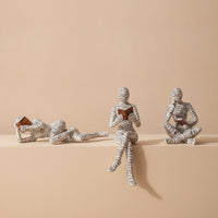 3 Pieces Smooth Sculptures with Newspaper Print Sculptural Human Figurines with Books Matte Minimalist Figure Statues Artistic for Readers, Tabletop, Study Nook, Living Room