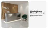 Luxury Design Salon Cashier Table Sturdy Construction Modern Salon Welcome Desk Easy to Clean Retail Checkout Counter Ample Storage for Receptionists, Business Owners, Office Managers, Barbershop, Lobby, Lobbies, Hotel