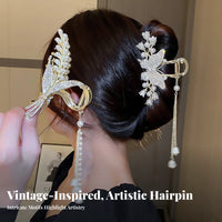 Tassel Grip Fastener Ancient Chinese Design Flower of the Valley Hair Fastener Wheat Ear Hair Grip Elegant Design Secure Grip