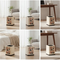 Cream-Colored Trash Can with Lid Square Trash Bin with Lid Elegant Wastebasket Matte for Bedroom