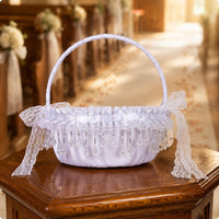 Flower Girl Basket Decorative Tassel Event Decor Sturdy Handle for Ceremony