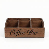 Coffee Bar Organizer Wooden Desktop Coffee Organizer Storage Box Divided Holder Slanted for Office Breakroom