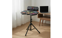 Portable Foldable Drum Practice Mat Beginner Friendly Tabletop Drum Kit Low Noise Digital Percussion Pad Headphall-in-All-in-One Audio Port for Beginners, Drummers, Travel, Apartment Living, Desktop, Studio