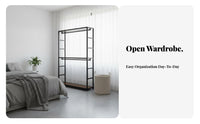 With Curtain Unrestricted Standing Closet System Large Capacity Accessible Wardrobe Space Saving Garment Rack Stable Structure for Renters, Homeowners, Students, Apartment, Dorm Room, Entryway