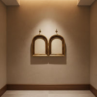 Antique Gold Diptych Frame European Look Double Arched Photo Frame for Desk