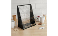 Space-Saving Acrylic Coffee and Tea Organizer Easy Reach Tea Bag and Sugar Packet Organizer Detachable Bins for Office Breakroom, Pantry