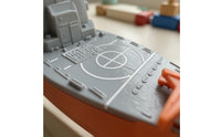 Molded Details Pull-Back Destroyer Toy Gray and Orange Destroyer Model Toy Plastic Pull-Back Warship Detailed