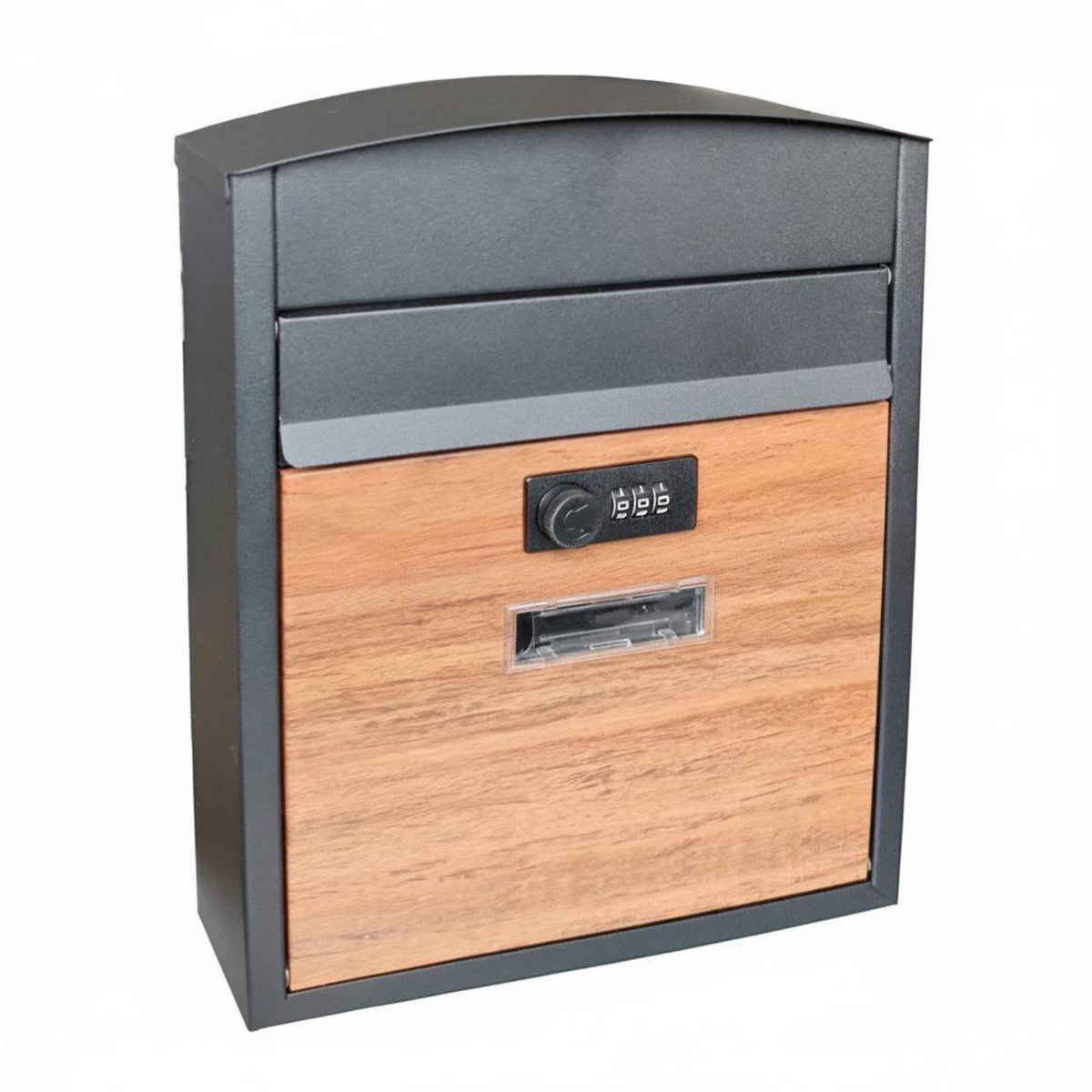 Wood Grain Metal Mailbox Sturdy Construction Combination Lock Letterbox Combination Lock Mail Receptacle Modern Design for Porch