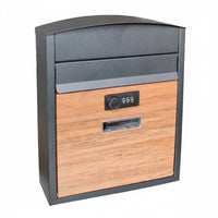 Wood Grain Metal Mailbox Sturdy Construction Combination Lock Letterbox Combination Lock Mail Receptacle Modern Design for Porch