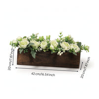 Artificial Flower Arrangement with Rustic Wooden Planter Box Farmhouse Tabletop Floral Arrangement Full Decor for Banquets