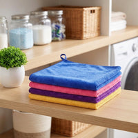 Low Lint Cleaning Cloths and Microfibre Cloth, 30x30cm Microfibre Cloth for Kitchen and Glass, Reusable Cleaning Cloths with Hanging Loop
