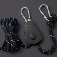 Pulley Tent Rope Carabiner Hooks Guylines Tie Down Reflective Striping Adjustable Tent Guy Line for Campers, Camping