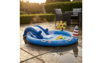 Inflatable Aquatic Fun Pool Lighthouse Column Kiddie Pool with Slide Round for Spraying Use
