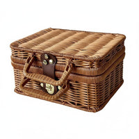 Handmade Woven Gift Basket Vintage Design Handwoven Wicker Basket Portable Handle Home Storage Multi-Purpose for Brides