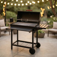 Briquette Bbq with Adjustable Tray Outdoor Briquette Grill with Side Shelf Barbecue with Side Shelf for Backyard Cooks, Patio, Camping