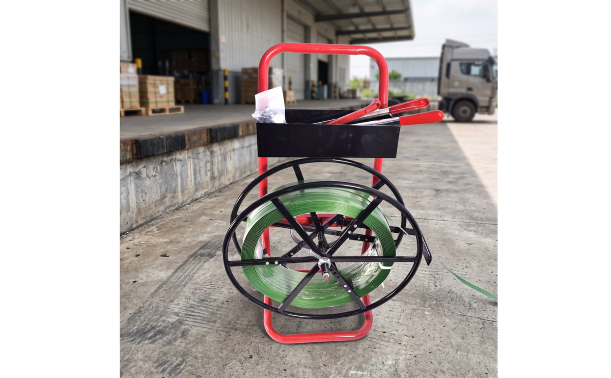 Strapping Dispenser Cart Wheeled Strapping Cart with Tool Tray Packing Strap Dispenser for packer