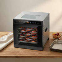 Viewing Window 6-Layer Food Dehydrator Internal Light Countertop Food Dehydrator Black and Silver Jerky Dryer Even Hot Air Circulation