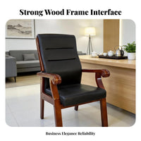 Padded Backrest Upholstered Wooden Meeting Chair Sturdy Frame Office Furniture Stable Load-Bearing Guest Armchair Long-Lasting Construction for Business Professionals, Interior Designers, Homeowners, Conference Room, Reception Area