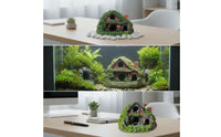 Mossy Aquatic Tank Cottage Textured Aquascape House Realistic Aquatic Hideout Safe for Miniature Landscape