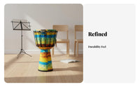 Tuningtuning-Not-Required 10-Inch Floral Djembe Portable African Drum Ready to Play Percussion Instrument Lightweight for Beginners, Music Students, Home Practice, Outdoor Gatherings, Stage Performance, Live Performances