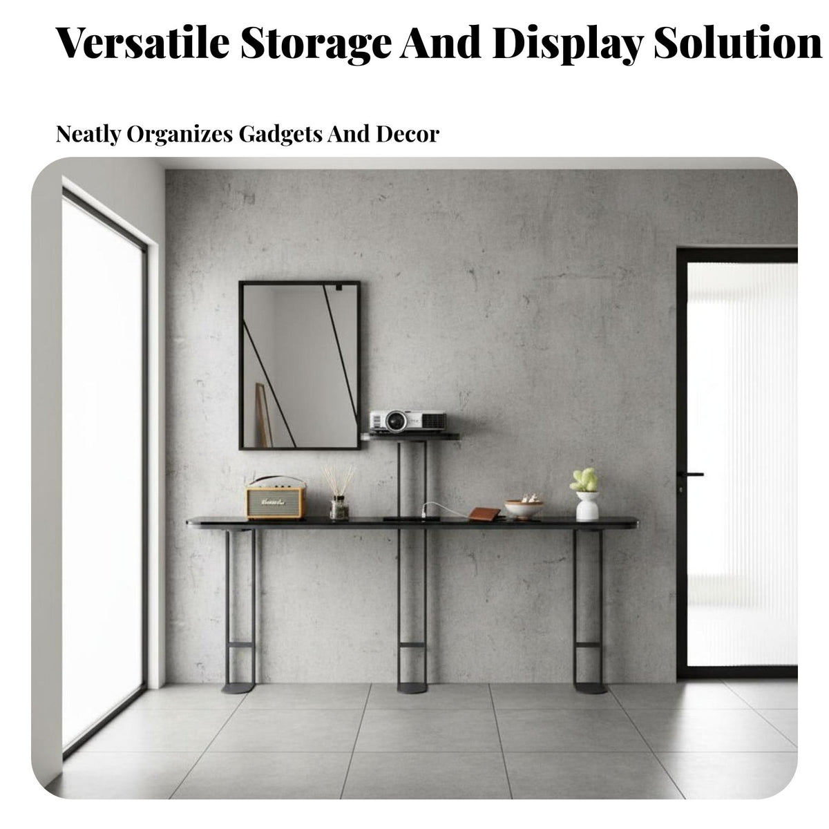 Media Display Stand Stand Console Table Space-Saving Crevice Storage Shelf Modern Design Narrow Behind Sofa Table for Apartment Dwellers, Small Areas
