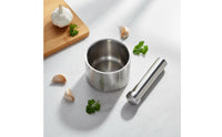 Stainless Steel Mortar and Pestle Set Heavy Duty Garlic Crusher Bowl Easy to Polished Steel Grinding Pot with Lid for Home Cooks, Chefs, Pharmacy