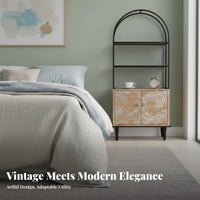 Distressed 2-Drawer Chest Vintage Design Nightstand Rustic Appeal Decorative Turned Legs for Interior Decorators, Bedroom